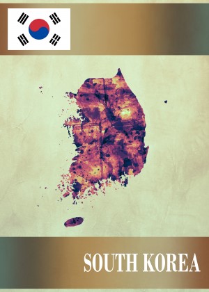 South Korea Map with Flag